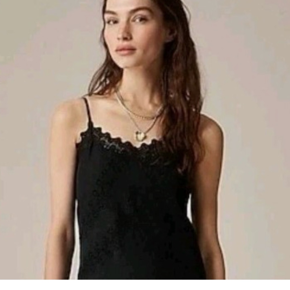 JCREW AIRWEIGHT SUMMER LINEN LACE-TRIM SLIP DRESS - Picture 2 of 6
